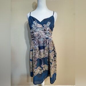 Staring at Stars Blue and Cream Midi Dress size 6